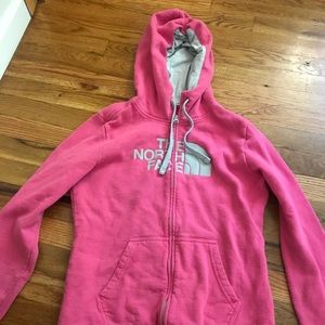 pink north face hoodie